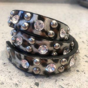 Leather Leopard Print Wrap Bracelet